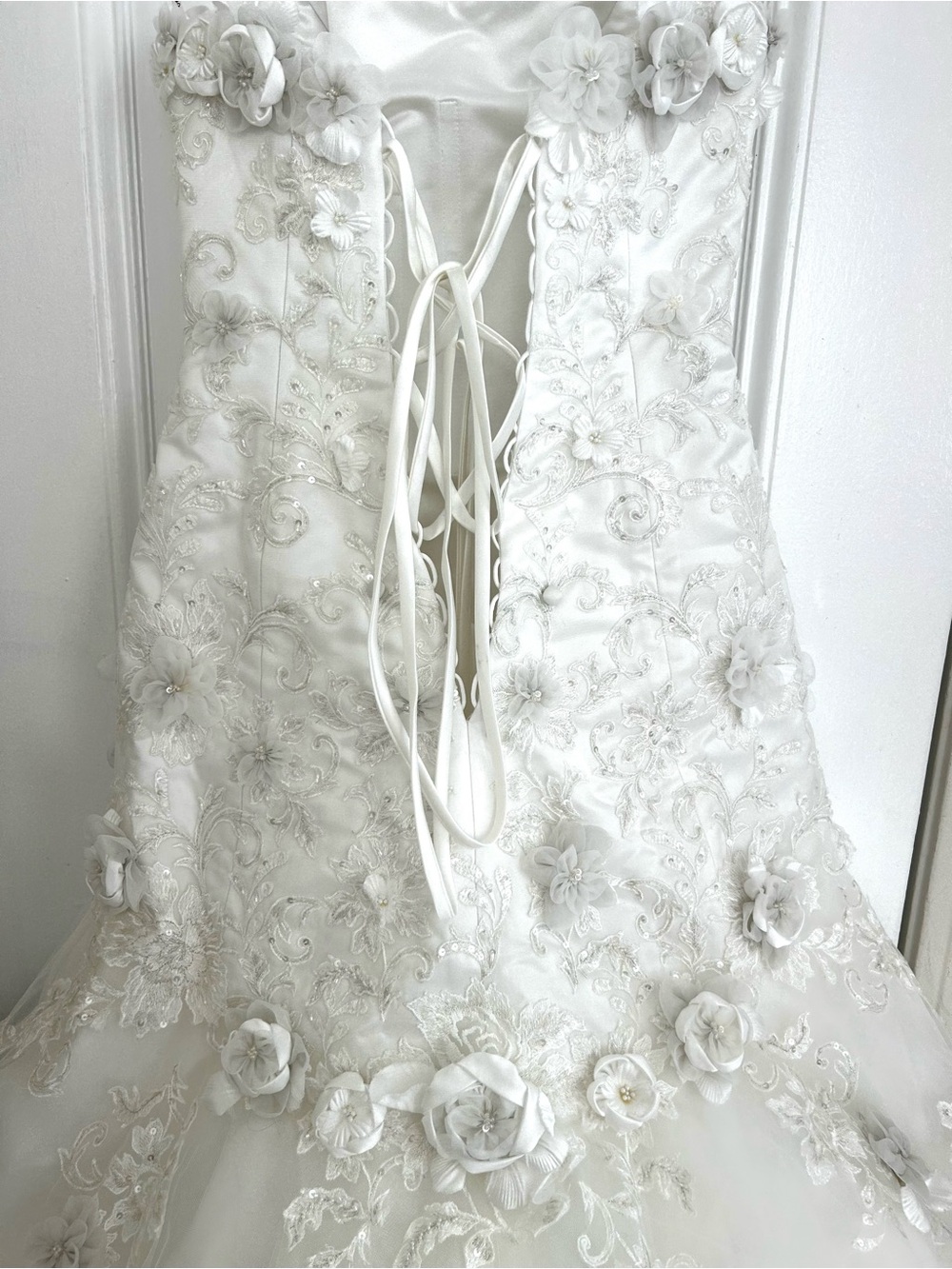 VTG NWOT Tag 10 Fits 2/4 Maggie Sottero Couture Bridal Gown 3D Floral Dress - Picture 9 of 17